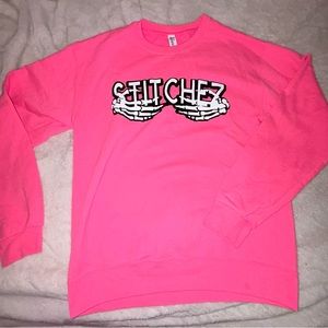 Hot pink “stitchez” crew neck from “jerzees nublend” in size small